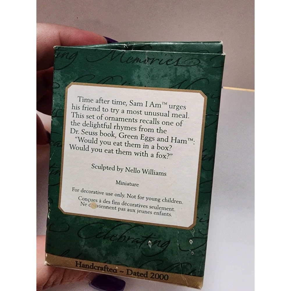 Hallmark‎ Green Eggs and Ham Dated 2000 Ornament set of 3